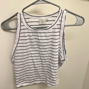 Black and white strip cropped tank top.